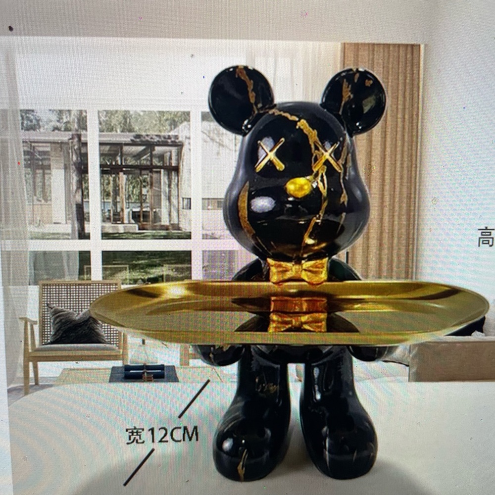 Bear Statue with Storage Tray, Resin Craft Animal Sculpture NEW
